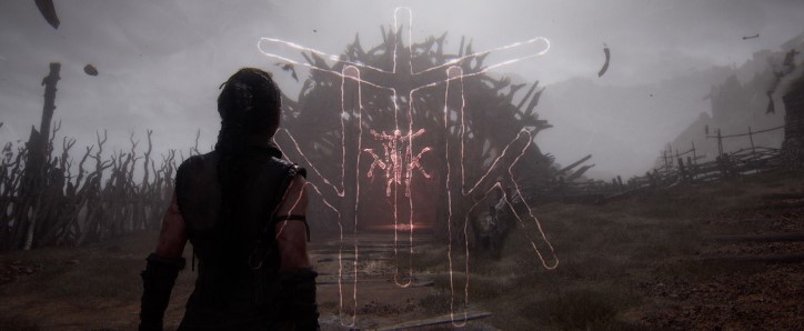 Solving the rune puzzle in the draugr settlement in Hellblade 2
