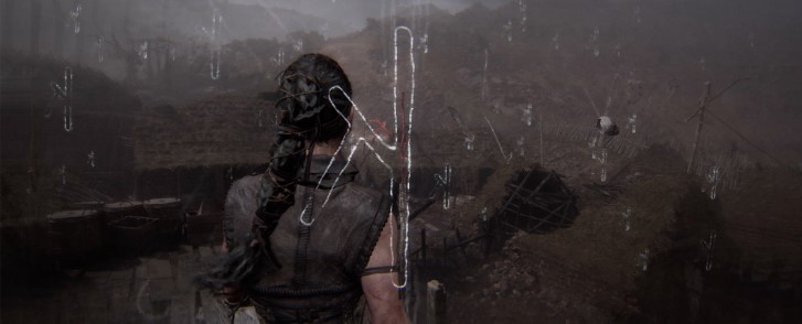 Solving the rune puzzle in the draugr settlement in Hellblade 2