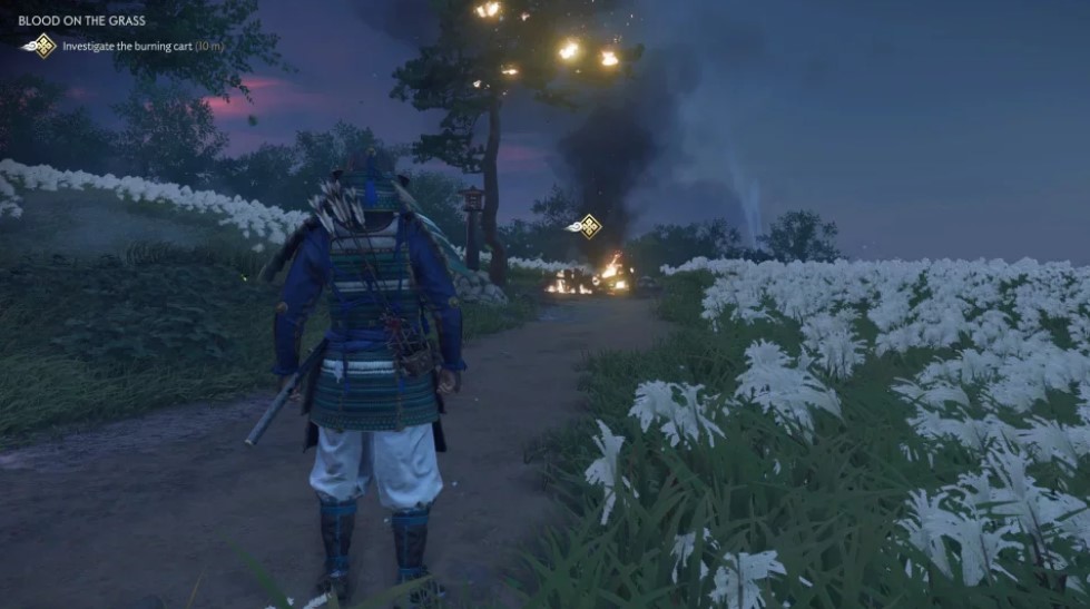 Blood on the grass in Ghost of Tsushima - how to get through
